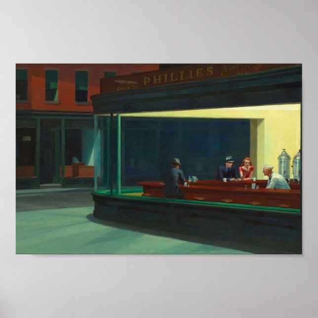 Poster ARTIGO AMERICANO Edward Hopper Nighthawks 1942 (Frente)