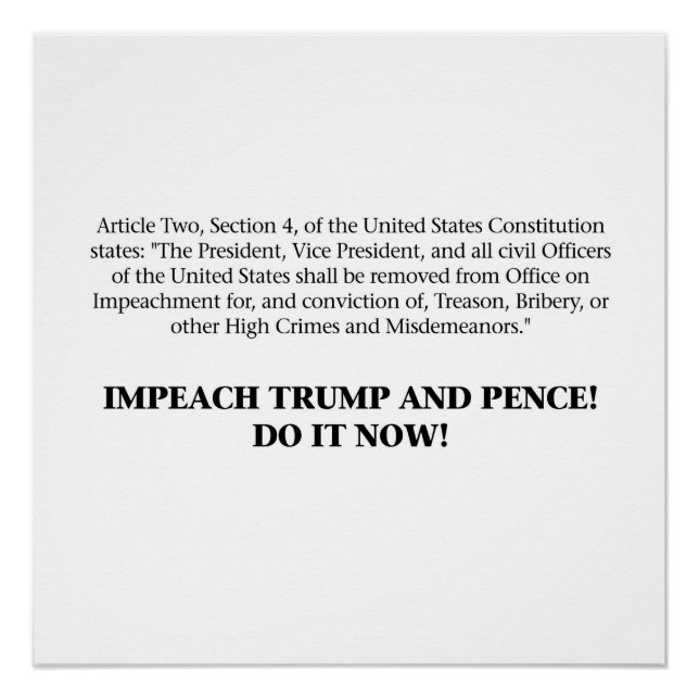 Póster Artigos de Impeachment — Impeach Trump and Pence (Frente)
