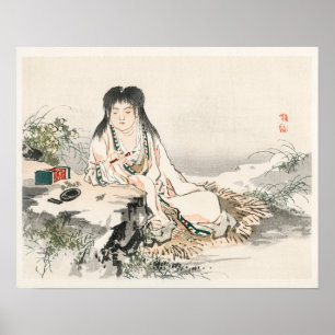 Poster Artista da caligrafia por Kōno Bairei (1844-1895)