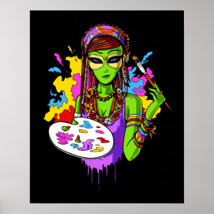 Poster Artista da pintura do Hippie da alienígena de