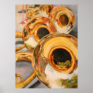 Póster Artista de escape engraçado do sapo do músico da