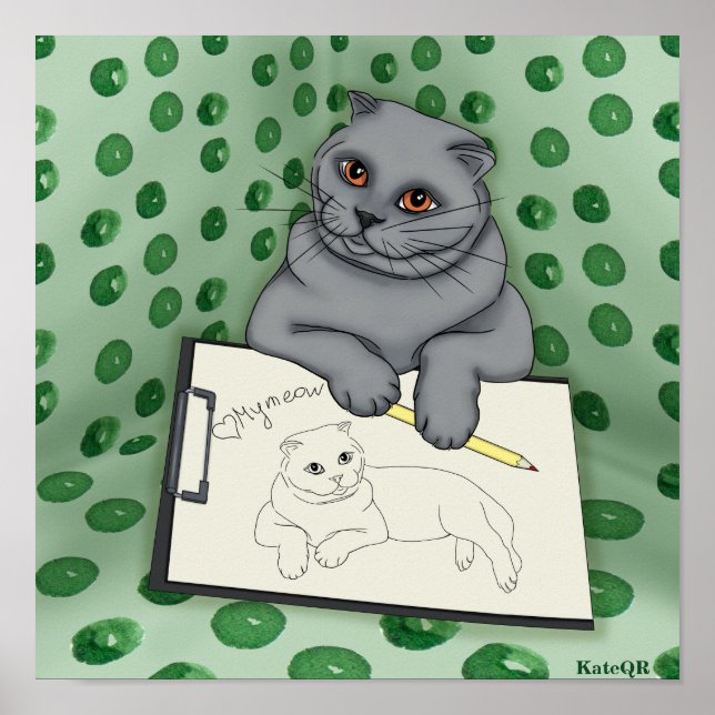 Poster Artista de gatos. Minha erva (Frente)