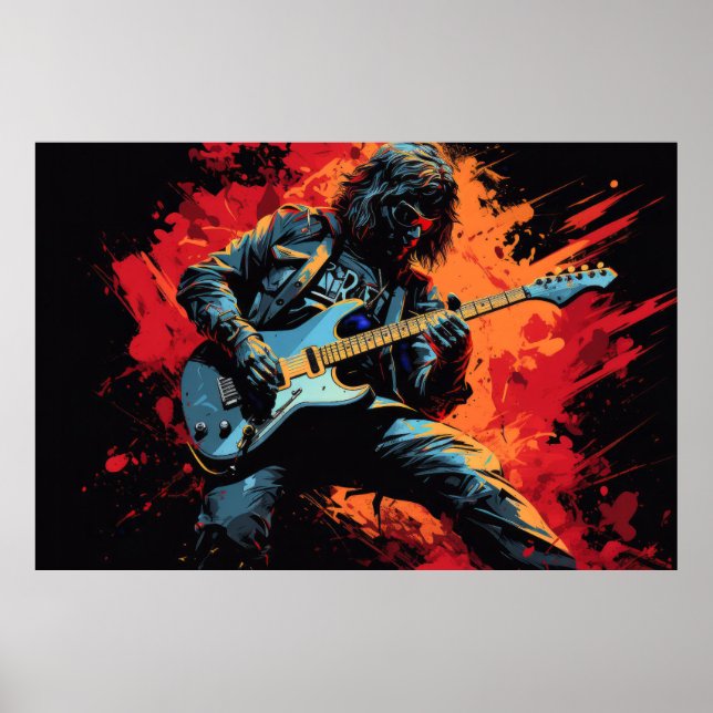 Poster Artista de guitarra - Pintura de Abstrato (Frente)