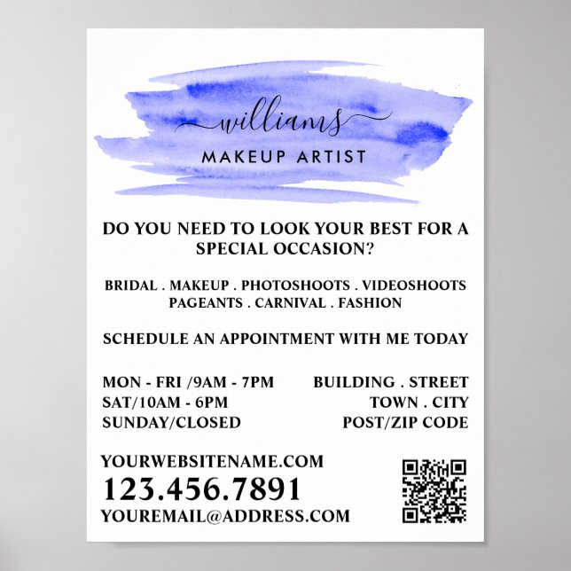 Poster Artista de Maquiagem Azul-Cadeado (Frente)