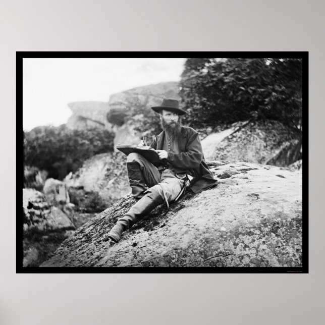 Póster Artista desenhando o campo de batalha de Gettysbur (Frente)