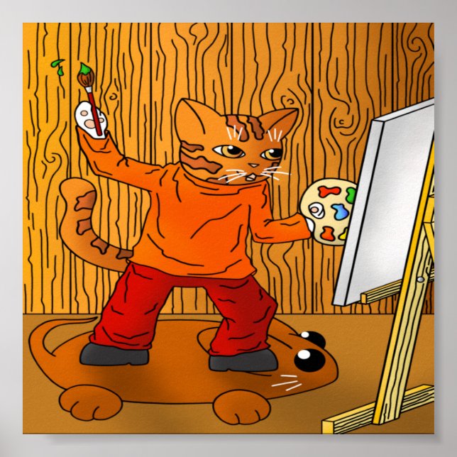 Poster Artista Painter Cat (Frente)