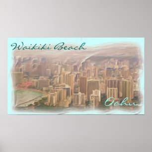 Poster artístico de Waikiki Beach Oahu