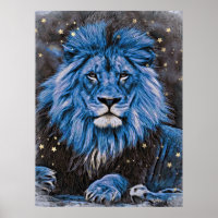 *~* Artsy Abstrato Celestial LION AP23 Azul