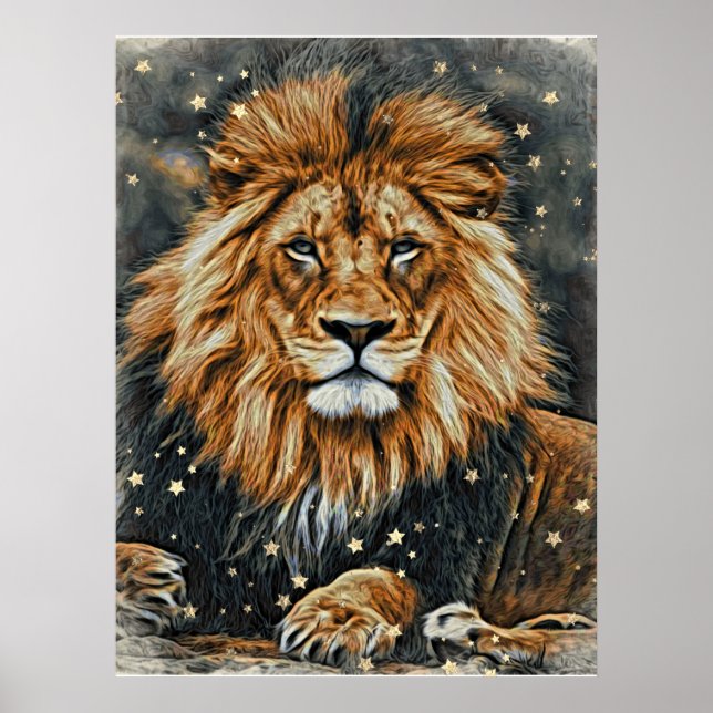 Poster *~* Artsy AP23 Artístico Celestial BOLD LION Postc (Frente)