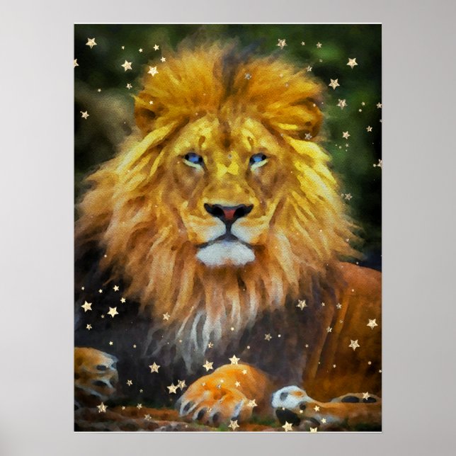 Poster *~* Artsy AP23 Artístico Celestial Watercolor LION (Frente)