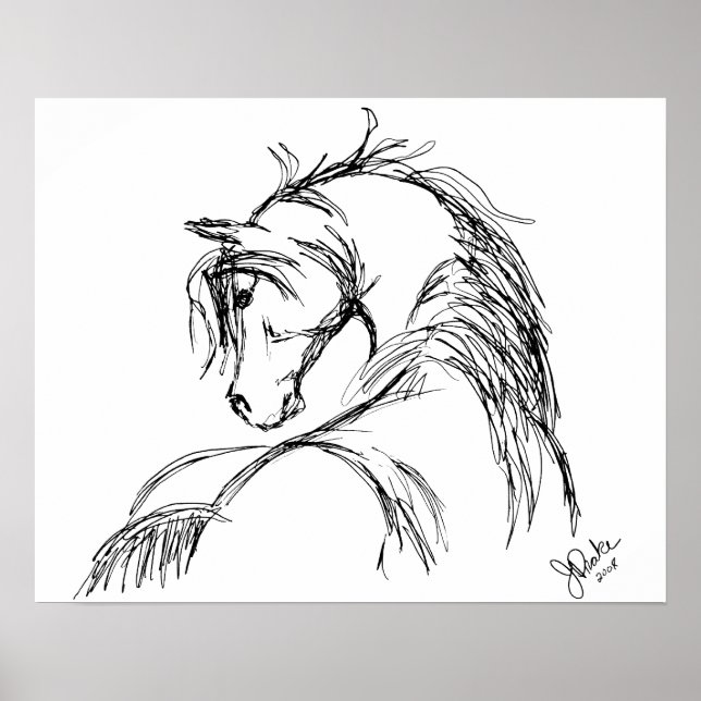 Póster Artsy Horse Head Sketch (Frente)