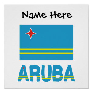 Póster Aruba Bandeira Arubana Personalização Preta