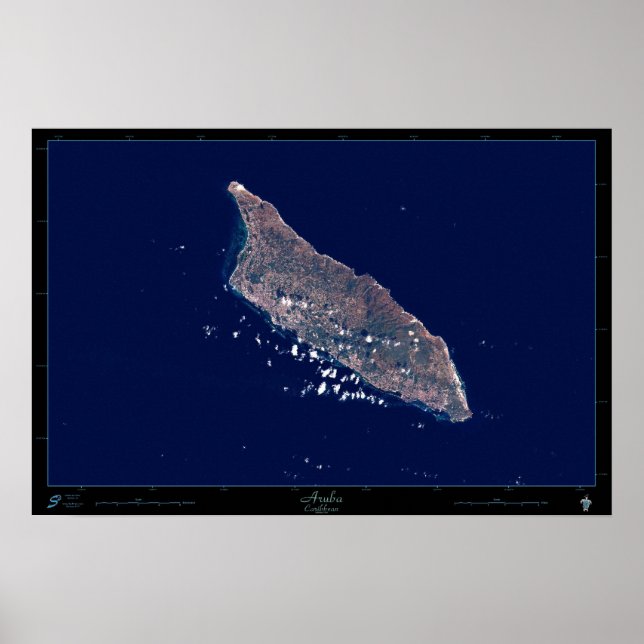 Póster Aruba, Cartaz Satélite do Caribe (Frente)
