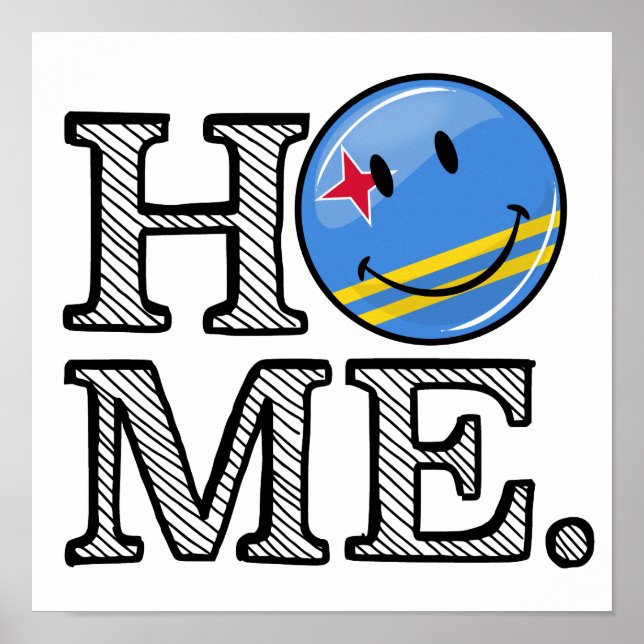 Poster Aruba Flag Smiling House Warmer (Frente)