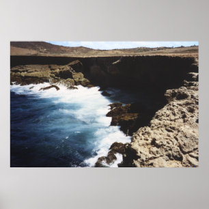 Póster Aruba Oceano Batendo Nas Rochas