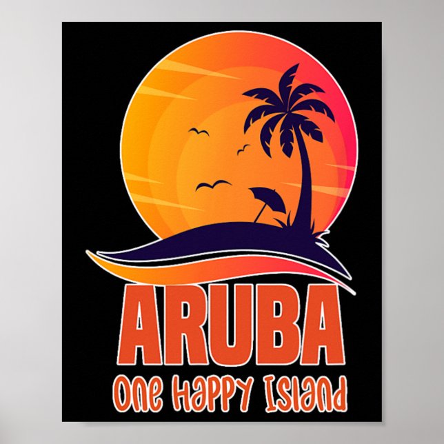 Poster Aruba One Happy Island Beaulinda Sunset Beach (Frente)