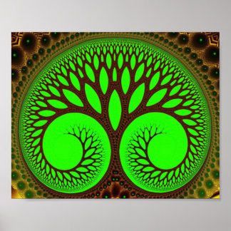 Póster Árvore 2 Belas Arte Fractal Verde