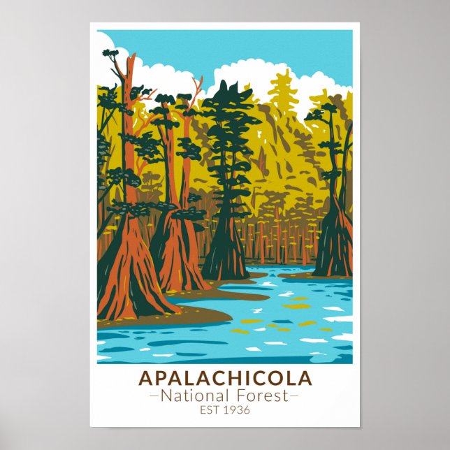 Poster Árvore Baldcypress da Floresta Nacional de Apalach (Frente)