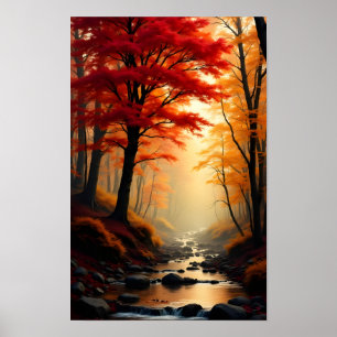 Poster Árvore Bordo Vermelho
