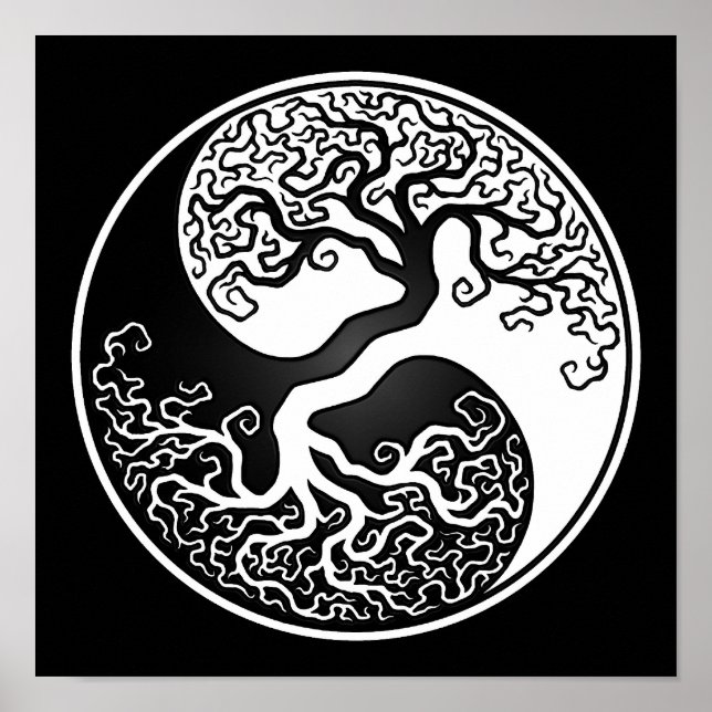Poster Árvore branca e negra da vida Yin Yang (Frente)