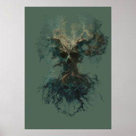Poster Árvore Caveira Surreal Natureza Escura