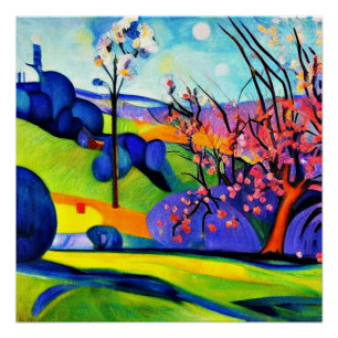 Póster Árvore cerejeira entre rochas