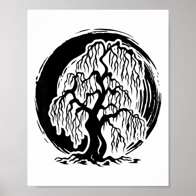 Poster Árvore Chorona Mindfulness Meditação Budista (Frente)