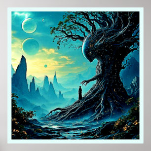 Poster Árvore Cósmica da Fantasia da Vida