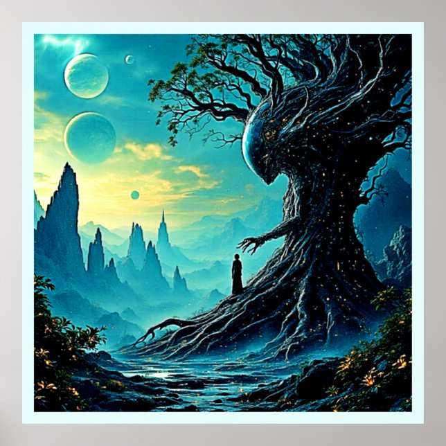 Poster Árvore Cósmica da Fantasia da Vida (Frente)