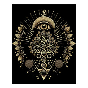 Póster Árvore Cósmica da Vida - DNA e Geometria Sagrada