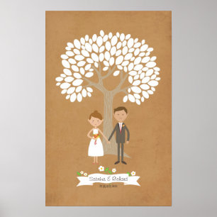Póster Árvore da assinatura com o retrato do casal dos
