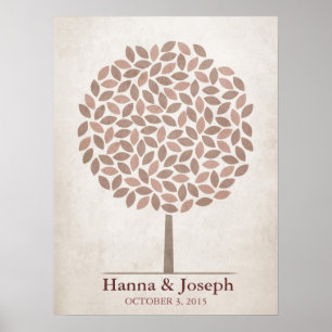 Póster Árvore da assinatura do casamento - queda rústic
