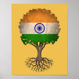 Poster Árvore da bandeira de vida indiana customizável