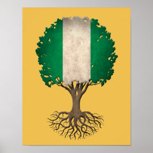 Poster Árvore da bandeira de vida nigeriana customizáve