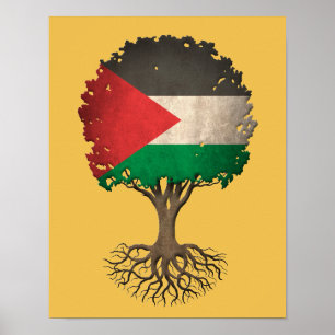 Póster Árvore da bandeira de vida palestina customizáve
