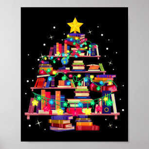 Poster Árvore da Biblioteca do Natal Amor Leitura Livros