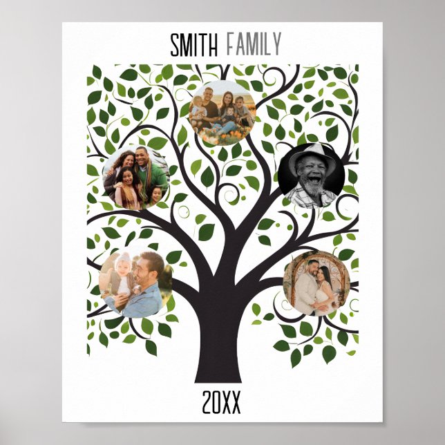 Poster Árvore da família com fotos - Família personalizáv (Frente)