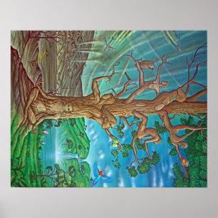 Póster Árvore da pintura da vida/morte