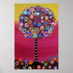 POSTER ÁRVORE DA PINTURA LUNÁTICA DA ÁRVORE DA VIDA