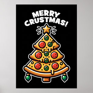 Poster Árvore da Pizza de Crustmas de feliz - Feliz Natal