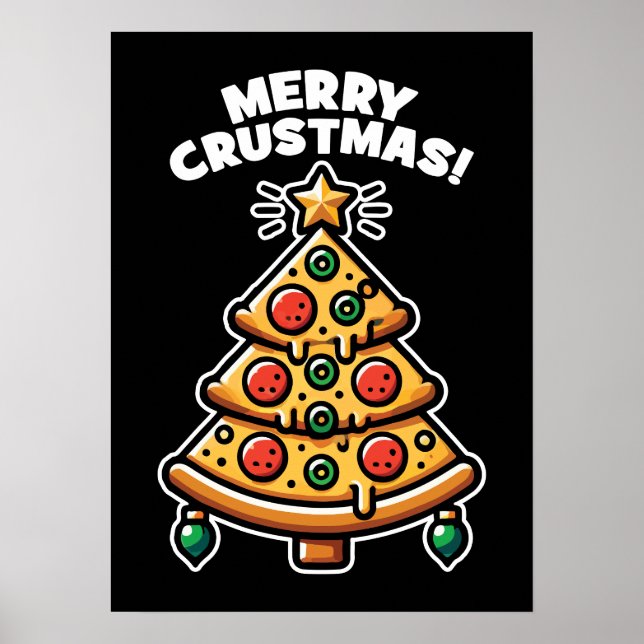 Poster Árvore da Pizza de Crustmas de feliz - Feliz Natal (Frente)
