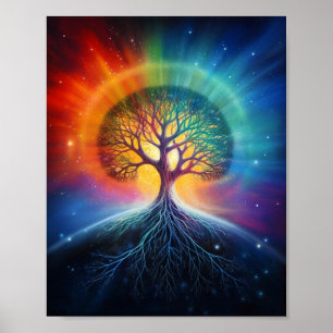 Poster Árvore Da Vida Arte Arco Arco-Íris Surreal