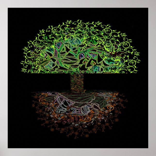 Póster Árvore da vida brilhando (Frente)