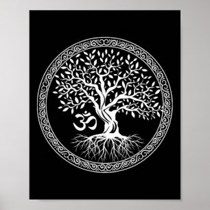 Poster Árvore Da Vida Com Símbolo Om Yoga Zen Meditação S