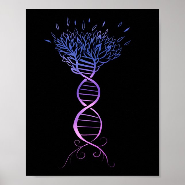 Poster Árvore da Vida DNA Strand Genealogia Árvore (Frente)