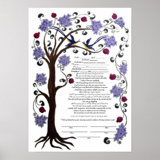 Póster Árvore da vida Ketubah & pomegranatos, retrato (hw