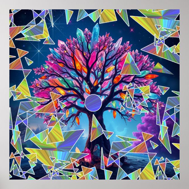 Poster Árvore de Abstrato de cristal (Frente)