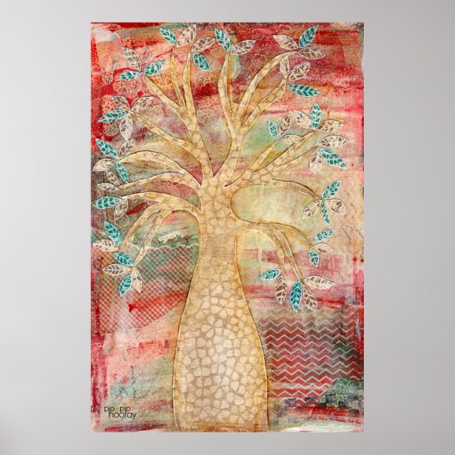 Poster Árvore de Arte Moderna Misturada de Mídia (Frente)