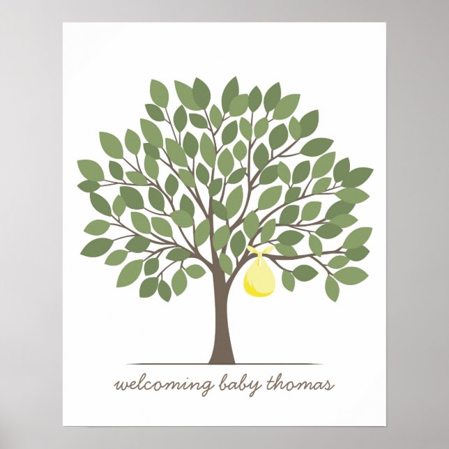 Poster Árvore de Assinatura Bebê - Grande - Amarelo (Frente)