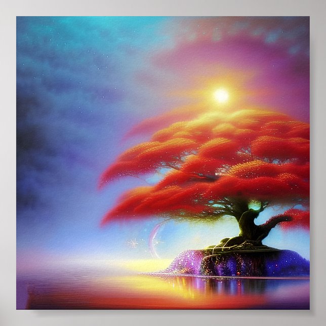 Poster Árvore de bonsai laranja suave (Frente)